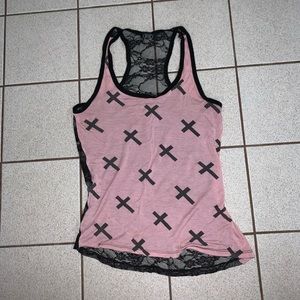 Cross tank top with lace back